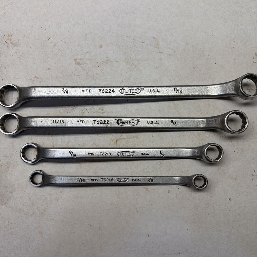 Tru-Test Offset Box End Wrench Set Of 4 Alloy Made in USA T6224, T6222, T6218